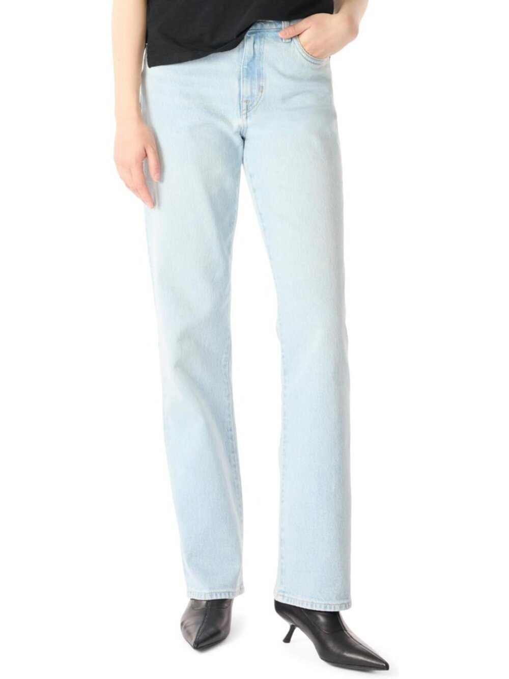 Light Vintage Mid Rise Straight Leg Jeans for Women - Perfect Everyday Denim